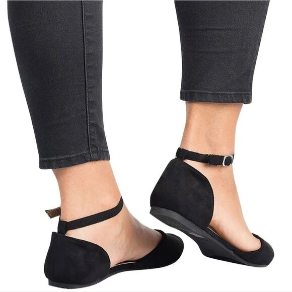 A.N.A A NEW APPROACH POINTED TOE ADJUSTABLE BUCKLE STRAP FLAT SHOE - Picture 14 of 14